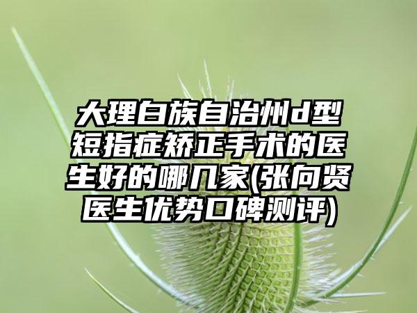 大理白族自治州d型短指症矫正手术的医生好的哪几家(张向贤医生优势口碑测评)