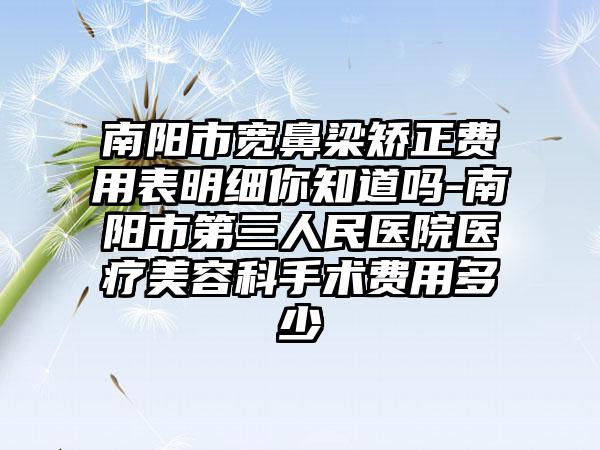 南阳市宽鼻梁矫正费用表明细你知道吗-南阳市第三人民医院医疗美容科手术费用多少