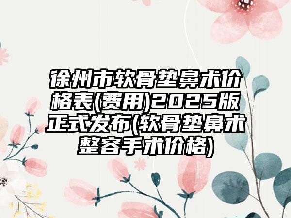 徐州市软骨垫鼻术价格表(费用)2025版正式发布(软骨垫鼻术整容手术价格)